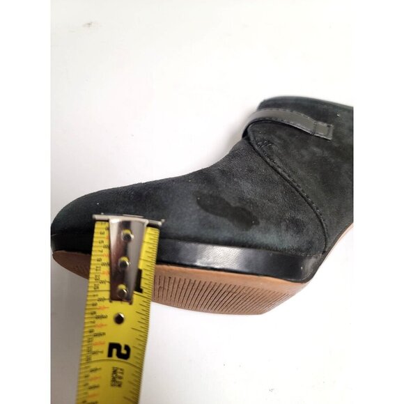 Franco Sarto Women's Black Suede Ankle Booties With Buckle Strap & Stiletto Heel - Picture 10 of 13